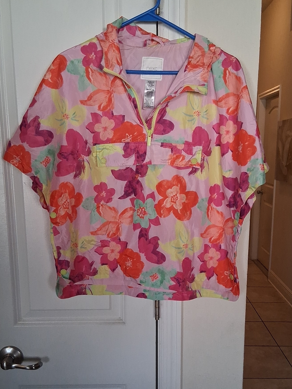 next Pink Multi Floral Half-Zip Tunic Top